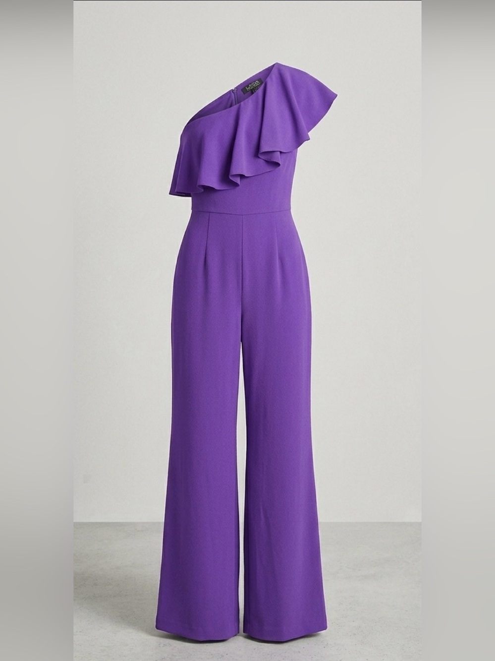 Lauren Ralph Lauren Purple One-Shoulder Ruffle Wide-Leg Jumpsuit